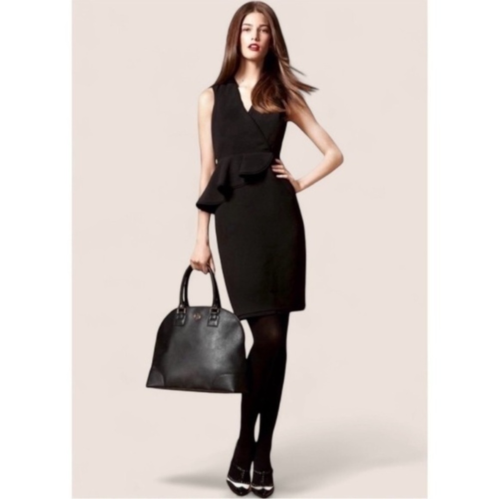 ▶️ Tory Burch ◀️ Brooklyn black peplum dress sz 6